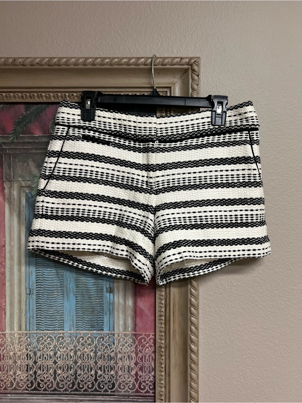 Ann Taylor Loft The Riviera Woven Black & White Striped Women’s Shorts